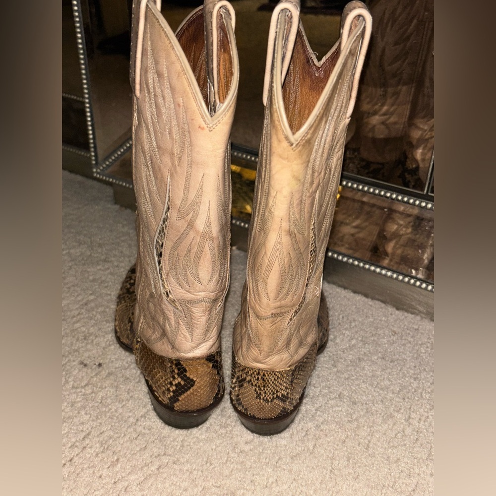 Dan Post Python Leather Boots Womens Brown Snakes… - image 7